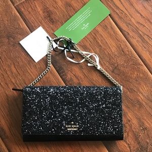 Kate Spade Black Glitter Clutch